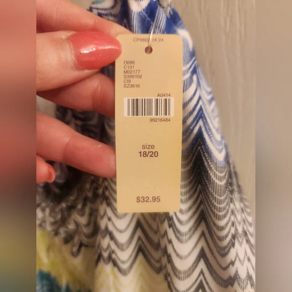 NWT Cacique Multicolor Zigzag Pattern Sleepwear Chemise Size 18/20 - Picture 3 of 5